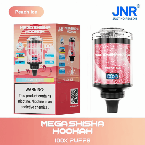 Buy JNR Mega Shisha Hookah 100K Vape | 100K Puffs | 2% Nicotine | 60ml E-Liquid | 2200mAh Battery | Dual Mouthpiece | Hookah-Style Vape | Fast Type-C Charging