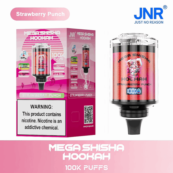Buy JNR Mega Shisha Hookah 100K Vape | 100K Puffs | 2% Nicotine | 60ml E-Liquid | 2200mAh Battery | Dual Mouthpiece | Hookah-Style Vape | Fast Type-C Charging