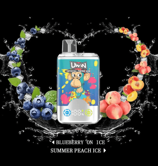 Buy Uwin Twins Crystal 40000 Vape | 40,000 Puffs | Dual Mesh Coil | 2% & 5% Nicotine | Type-C Fast Charging | LED Screen | Dual Flavors