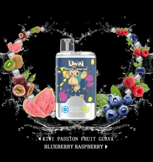 Buy Uwin Twins Crystal 40000 Vape | 40,000 Puffs | Dual Mesh Coil | 2% & 5% Nicotine | Type-C Fast Charging | LED Screen | Dual Flavors
