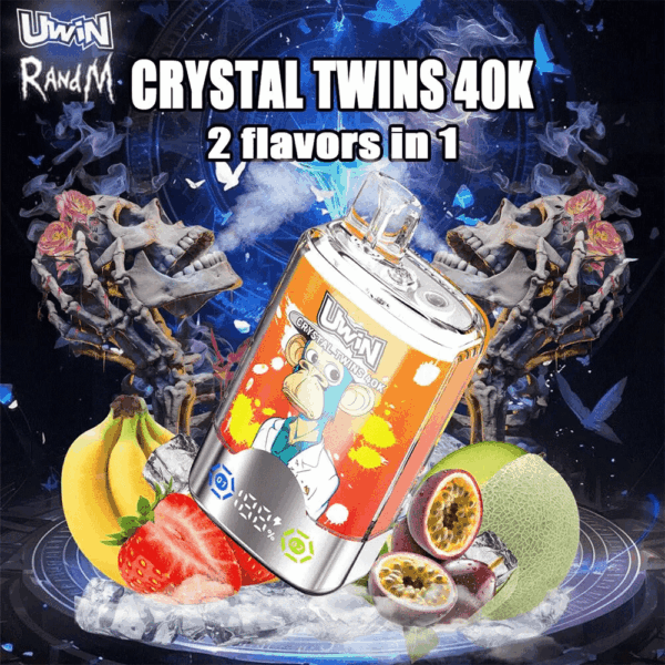 Buy Uwin Twins Crystal 40000 Vape | 40,000 Puffs | Dual Mesh Coil | 2% & 5% Nicotine | Type-C Fast Charging | LED Screen | Dual Flavors