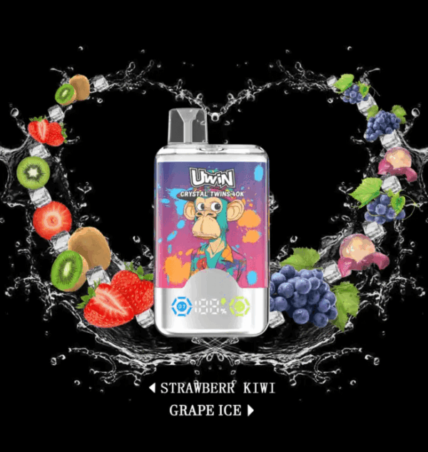 Buy Uwin Twins Crystal 40000 Vape | 40,000 Puffs | Dual Mesh Coil | 2% & 5% Nicotine | Type-C Fast Charging | LED Screen | Dual Flavors